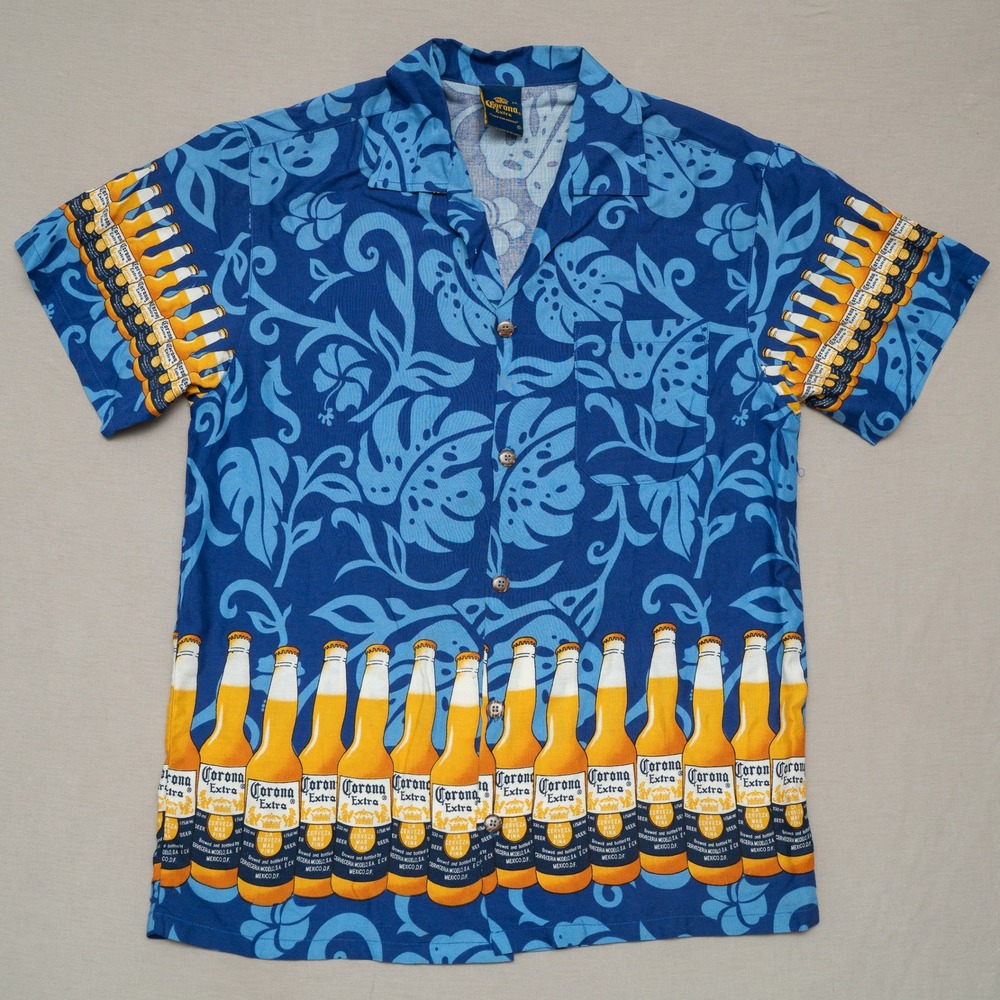 Vintage 2000s Y2k Corona Button Up Rayon Hawaiian Aloha Shirt XL
